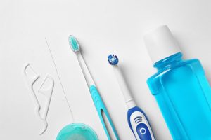 oral hygiene products - floss, toothbrushes, mouthwash